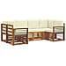 Set divani 6 pcs Naturale e Crema Legno di Acacia Massello - Foto miniatura 1