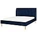 Letto Matrimoniale In Velluto Blu 160x200 Cm Marville - Foto miniatura 16