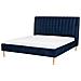 Letto Matrimoniale In Velluto Blu 160x200 Cm Marville - Foto miniatura 1