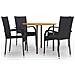 Set Mobili Da Pranzo Giardino 5 Pz In Polyrattan Nero - Foto miniatura 1