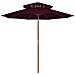 Ombrellone a Due Livelli con Palo in Legno 270 cm Rosso Bordò - Foto miniatura 1