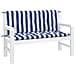 Cuscini Panca Giardino 2pz Righe Bianche Blu 120x50x7cm Tessuto - Foto miniatura 3