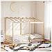 Letto Per Bambini Con Tetto 100x200 Cm Legno Massello Di Pino - Foto miniatura 1