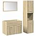 Set Mobili Da Bagno 3 Pz Rovere Sonoma In Legno Multistrato - Foto miniatura 2