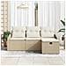 Set di divani da giardino 4 pezzi con cuscini beige in rattan polietilene - Foto miniatura 3