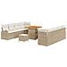 Set Divano da Giardino 11 Pezzi con Cuscini Beige Polyrattan Acacia, Divano da Giardino 2 Posti con Ripostiglio e Cuscini Beige Polyrattan, Set da Pranzo da Giardino 3 Pezzi con Cuscini Beige Polyrattan Acacia - Foto miniatura 1