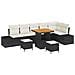 Set Divano Giardino 9 Pezzi con Cuscini Nero Polyrattan Acacia, Divano Giardino 2 Posti con Ripostiglio & Cuscini Nero Polyrattan, Set da Pranzo Giardino 3 Pezzi con Cuscini Nero Polyrattan Acacia - Foto miniatura 1