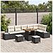 Set Divano Giardino 9 Pezzi con Cuscini Nero Polyrattan Acacia, Divano Giardino 2 Posti con Ripostiglio & Cuscini Nero Polyrattan, Set da Pranzo Giardino 3 Pezzi con Cuscini Nero Polyrattan Acacia - Foto miniatura 2