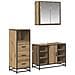 Set di mobili per il bagno con porta 3 pcs Rovere artigianale - Foto miniatura 1