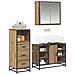 Set di mobili per il bagno con porta 3 pcs Rovere artigianale - Foto miniatura 3