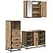 Set di mobili per il bagno con porta 3 pcs Rovere artigianale - Foto miniatura 5