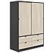 Armadio Camera Da Letto Ponna - Guardaroba 2 Ante 4 Cassetti, 140x200h Cm Nero Antracite - Foto miniatura 1