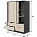 Armadio Camera Da Letto Ponna - Guardaroba 2 Ante 4 Cassetti, 140x200h Cm Nero Antracite - Foto miniatura 8
