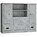 Credenze 3 pz Grigio Cemento in Legno Multistrato - Foto miniatura 2