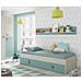 Letto Singolo Lubbock, Struttura Letto Per Cameretta, Letto Con Lettino Estraibile O Cassettone E Mensola Abbinata, 201x98h43 Cm, Bianco E Verde Acqua - Foto miniatura 1