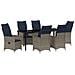 Set da pranzo da giardino 7 pezzi  con cuscini in rattan grigio, Tavolo giardino  nero 200x80x73 cm in vetro temperato - Foto miniatura 1