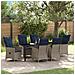Set da pranzo da giardino 7 pezzi  con cuscini in rattan grigio, Tavolo giardino  nero 200x80x73 cm in vetro temperato - Foto miniatura 2