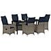 Set da pranzo da giardino 7 pezzi  con cuscini in rattan grigio, Tavolo giardino  nero 200x80x73 cm in vetro temperato - Foto miniatura 3