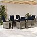 Set da pranzo da giardino 7 pezzi  con cuscini in rattan grigio, Tavolo giardino  nero 200x80x73 cm in vetro temperato - Foto miniatura 4