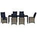 Set da pranzo da giardino 7 pezzi  con cuscini in rattan grigio, Tavolo giardino  nero 200x80x73 cm in vetro temperato - Foto miniatura 7