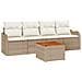 Set Divani Giardino 5 Pezzi con Cuscini Beige in Polyrattan Acacia, Divano Giardino 2 Posti con Cuscini Beige in Polyrattan - Foto miniatura 1