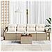 Set Divani Giardino 5 Pezzi con Cuscini Beige in Polyrattan Acacia, Divano Giardino 2 Posti con Cuscini Beige in Polyrattan - Foto miniatura 3