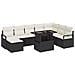 Set Divano Giardino 9 Pezzi con Cuscini Nero Polyrattan, Divano Giardino 2 Posti con Cuscini Nero Polyrattan - Foto miniatura 1