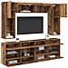 Set di Mobiletto da TV a Parete con led 6 pcs Legno vecchio - Foto miniatura 3