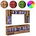 Set di Mobiletto da TV a Parete con led 6 pcs Legno vecchio - Foto miniatura 4