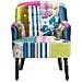 Poltrona Patchwork Blu Imbottita In Tessuto - Mandal - Foto miniatura 6