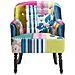 Poltrona Patchwork Blu Imbottita In Tessuto - Mandal - Foto miniatura 16