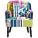 Poltrona Patchwork Blu Imbottita In Tessuto - Mandal - Foto miniatura 11