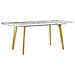 Tavolo Da Pranzo Estendibile 160/200 X 90 Cm Effetto Marmo Ed Oro Mosby - Foto miniatura 1
