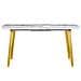 Tavolo Da Pranzo Estendibile 160/200 X 90 Cm Effetto Marmo Ed Oro Mosby - Foto miniatura 9