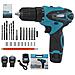 Trapano avvitatore a batteria 12V valigetta 24 accessori 2 batterie e caricatore - Foto miniatura 1
