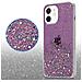 Custodia Compatibile Con Apple Iphone 12 Mini In Viola Con Glitter - Coperchio Protettivo In Silicone Tpu Flessibile Con Glitter Scintillanti - Foto miniatura 5