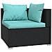 Set Salotto Da Giardino 7 Pz Con Cuscini In Polyrattan Nero - Foto miniatura 5