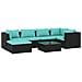 Set Salotto Da Giardino 7 Pz Con Cuscini In Polyrattan Nero - Foto miniatura 1