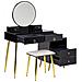 Tavolino Da Toeletta 6 Cassetti Con Specchio Led E Sgabello Nero E Oro Yves - Foto miniatura 5