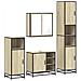Set Mobili Da Bagno 4 Pz Rovere Sonoma In Legno Multistrato - Foto miniatura 2