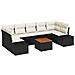 Set Divano da Giardino 8 Pezzi con Cuscini Nero Polyrattan Acacia - Foto miniatura 1