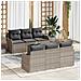 Set Divano da Giardino da 7 Pezzi con Cuscini Grigio Chiaro Polyrattan - Foto miniatura 2