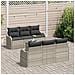 Set Divano da Giardino da 7 Pezzi con Cuscini Grigio Chiaro Polyrattan - Foto miniatura 3