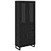 Credenza 2 pcs Rovere Nero Legno Stratificato e Vetro - Foto miniatura 1