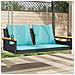Panchina a Dondolo con Cuscini Nera 109x62x40 cm in Polyrattan - Foto miniatura 2
