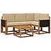 Set di divani da esterno 5 pcs Naturale e Beige Poliestere - Foto miniatura 1