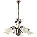 Lampadario 5 Luci In Metallo Marrone Spennellato Oro Con Vetri Ambra - Foto miniatura 3