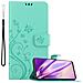 Custodia Compatibile Con Oneplus 9rt 5g In Turchese Fiore - Coperchio Protettivo In Design Floreale Con Chiusura Magnetica, Funzione Stand E Slot Per Carte - Foto miniatura 1