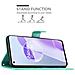 Custodia Compatibile Con Oneplus 9rt 5g In Turchese Fiore - Coperchio Protettivo In Design Floreale Con Chiusura Magnetica, Funzione Stand E Slot Per Carte - Foto miniatura 4