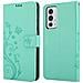 Custodia Compatibile Con Oneplus 9rt 5g In Turchese Fiore - Coperchio Protettivo In Design Floreale Con Chiusura Magnetica, Funzione Stand E Slot Per Carte - Foto miniatura 8